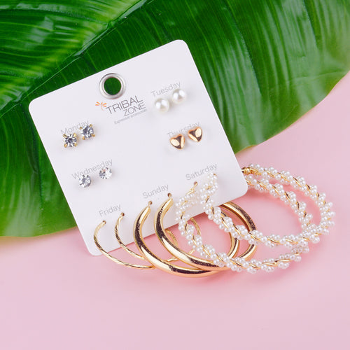 7 PAIR COMBO  HOOP & STUD EARRINGS