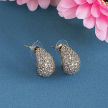 Load image into Gallery viewer, TRIBAL ZONE ROYAL CZ STONE GOLDEN STUD EARRING
