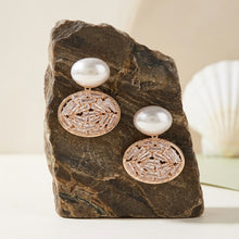 Load image into Gallery viewer, Seraphine Pearl &amp; American Diamond Oval Drop Earrings
