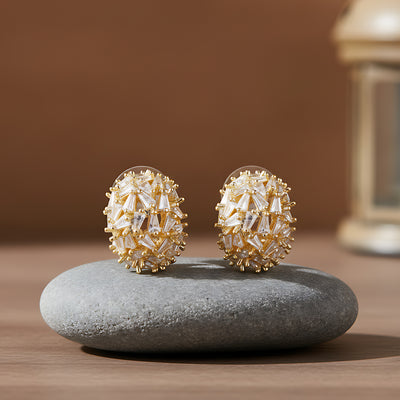 Silver-Plated Cubic Zirconia Cluster Half Hoop Earrings