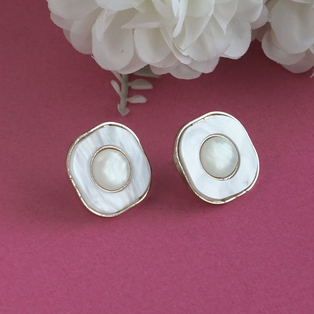 Elegant Mother of Pearl Stud Earrings