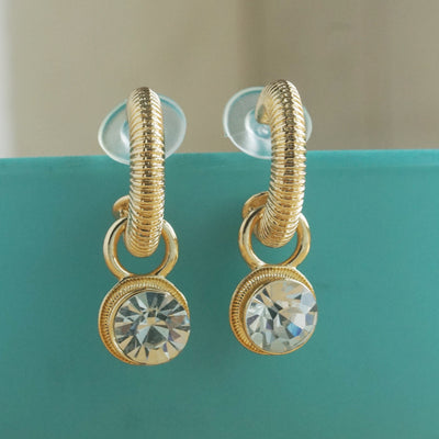 Gold Hoop Crystal Drops