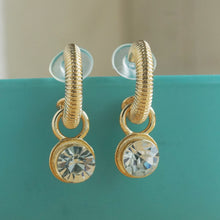 Load image into Gallery viewer, Gold Hoop Crystal Drops