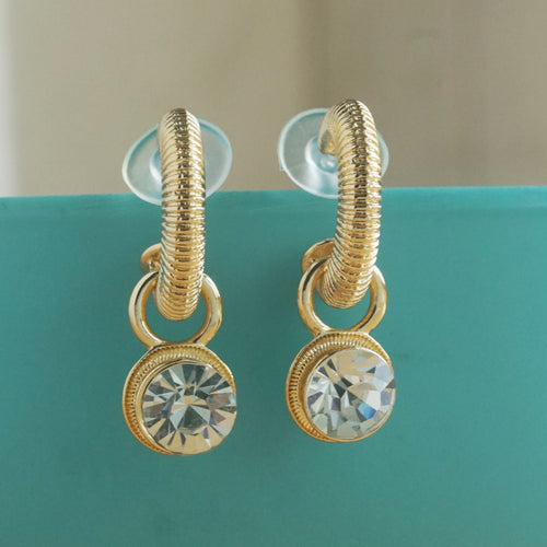 Gold Hoop Crystal Drops