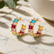 Load image into Gallery viewer, Prisma Rainbow American Diamond Hoop Earrings