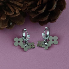Load image into Gallery viewer, Silver Floral Hoop Earrings