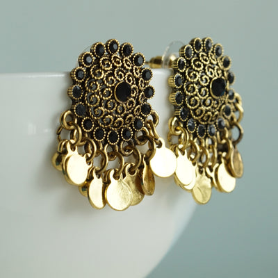 Antique Gold Coin Drop Earrings
