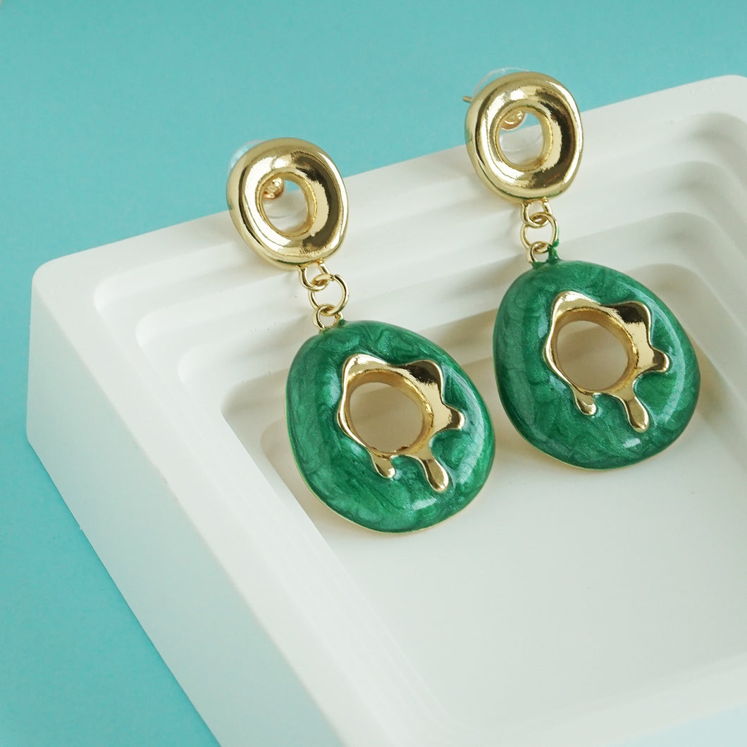 Drop Circular Earrings with gold accents