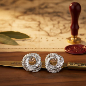 Silver-Plated Twisted Spiral Cubic Zirconia Stud Earrings