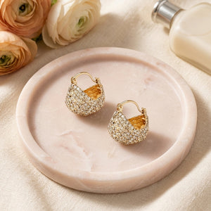 Opaline Pave American Diamond Basket Hoop Earrings