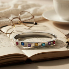 Load image into Gallery viewer, Silver Multi-Stone Square Bangle