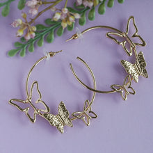 Load image into Gallery viewer, TRIBAL ZONE GOLDEN BUTTERFLY HOOP EARRING