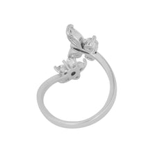 Load image into Gallery viewer, Silver-Plated Floral and Butterfly Open Adjustable Ring