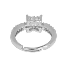 Load image into Gallery viewer, Silver-Plated Floral Cubic Zirconia Adjustable Ring