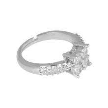 Load image into Gallery viewer, Silver-Plated Floral Cubic Zirconia Adjustable Ring