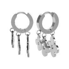 Load image into Gallery viewer, Silver Floral Hoop Earrings