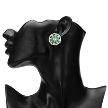 Load image into Gallery viewer, Women’s Emerald Green Kundan Stud Earrings | Gold Plated Round Floral Pearl Border Studs