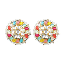 Load image into Gallery viewer, Multicolored gemstone round earring