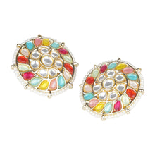 Load image into Gallery viewer, Multicolored gemstone round earring