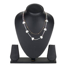 Load image into Gallery viewer, Women’s Double Layer Pearl Charm Necklace | Pastel Seed Bead &amp; Gold Ball Chain Layered Choker