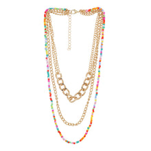 Load image into Gallery viewer, Layered Chain &amp; Rainbow Bead Necklace