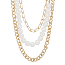 Load image into Gallery viewer, Layered Chain &amp; Pearl Necklace