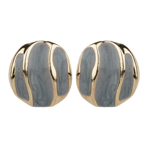 TRIBAL ZONE GOLDEN PRETTY GRAY ENAMAL STUD EARRING