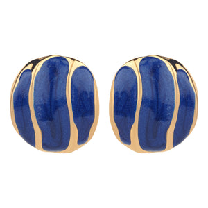 TRIBAL ZONE GOLDEN  PRETTY BLUE ENAMAL STUD EARRING