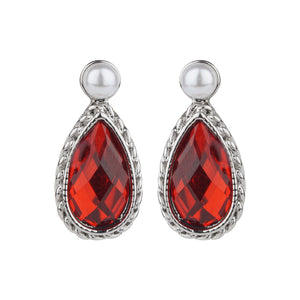 TRIBAL ZONE STYLISH RED MINI TEAR DROP STUD EARRINGS