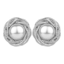 Load image into Gallery viewer, TRIBAL ZONE ELEGANT SILVER  PEARL STUD EARRINGS