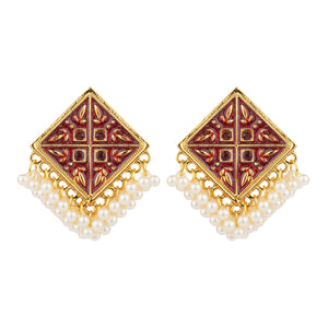 TRIBAL ZONE INDIAN CLASSY DAIMOND SHAPE EARRINGS
