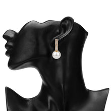 Load image into Gallery viewer, Baguette Crystal &amp; Pearl Drop Earrings