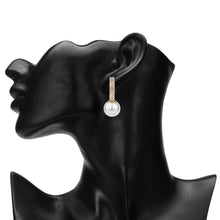 Load image into Gallery viewer, TRIBAL ZONE GOLDEN  STUNNING  CZ STONE C HOOP PEARL DROP EARRING