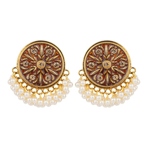 TRIBAL ZONE INDIAN ALLURING CIRCUL SHAPE STUD EARRING