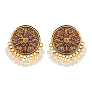 TRIBAL ZONE INDIAN ALLURING CIRCUL SHAPE STUD EARRING