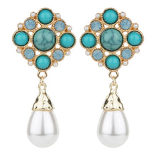 Load image into Gallery viewer, TRIBAL ZONE ELEGANT BLUE PEARL BEAD DROP EARRING