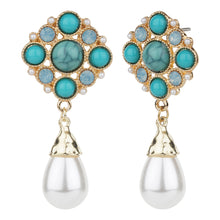 Load image into Gallery viewer, TRIBAL ZONE ELEGANT BLUE PEARL BEAD DROP EARRING