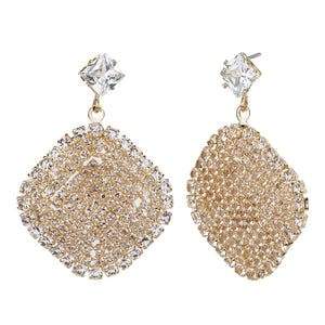 TRIBAL ZONE  Crystal Studded Gold Earrings