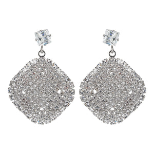 TRIBAL ZONE  SILVER  DAZZILING STONE PARTY WEAR DROP EARRING