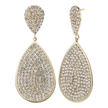 Load image into Gallery viewer, TRIBAL ZONE Crystal Studded Drop Shape Gold Earrings