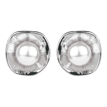 Load image into Gallery viewer, TRIBAL ZONE SIMPLE SILVER  PEARL STUD EARRINGS