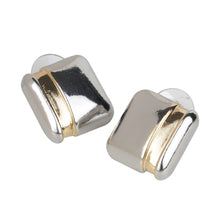 Load image into Gallery viewer, Two-Tone Dual Metallic Square Stud Earrings