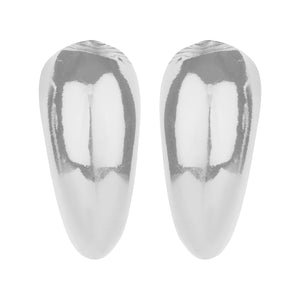 TRIBAL ZONE SILVER PLEATED  C HOOP STUD EARRING