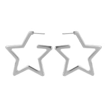 Load image into Gallery viewer, TRIBAL ZONE PRETTY SILVER  STAR HOOP EARRING