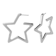 Load image into Gallery viewer, TRIBAL ZONE PRETTY SILVER  STAR HOOP EARRING
