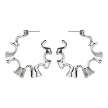 Load image into Gallery viewer, TRIBAL ZONE SILVER  ESTHETIC C HOOP EARRING