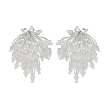 Load image into Gallery viewer, White Pearl Crystal Cluster Stud Earrings