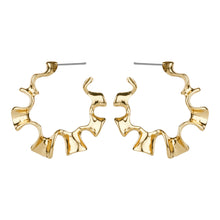 Load image into Gallery viewer, TRIBAL ZONE  Gold Absract Hoop Earrings