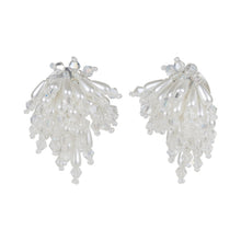 Load image into Gallery viewer, White Pearl Crystal Cluster Stud Earrings