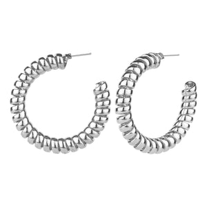 TRIBAL ZONE STUNNING SILVER   SPRING C HOOP EARRING